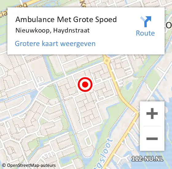 Locatie op kaart van de 112 melding: Ambulance Met Grote Spoed Naar Nieuwkoop, Haydnstraat op 16 maart 2023 16:39