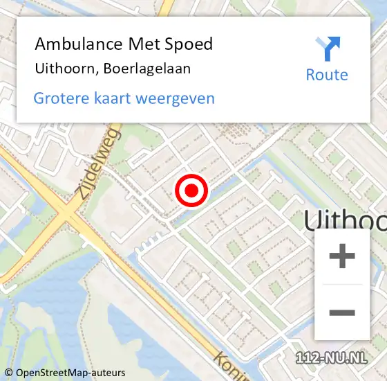 Locatie op kaart van de 112 melding: Ambulance Met Spoed Naar Uithoorn, Boerlagelaan op 16 maart 2023 16:45