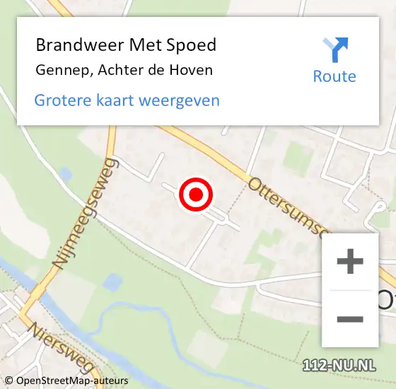 Locatie op kaart van de 112 melding: Brandweer Met Spoed Naar Gennep, Achter de Hoven op 16 maart 2023 17:07