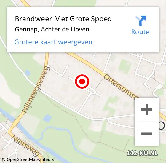 Locatie op kaart van de 112 melding: Brandweer Met Grote Spoed Naar Gennep, Achter de Hoven op 16 maart 2023 17:09