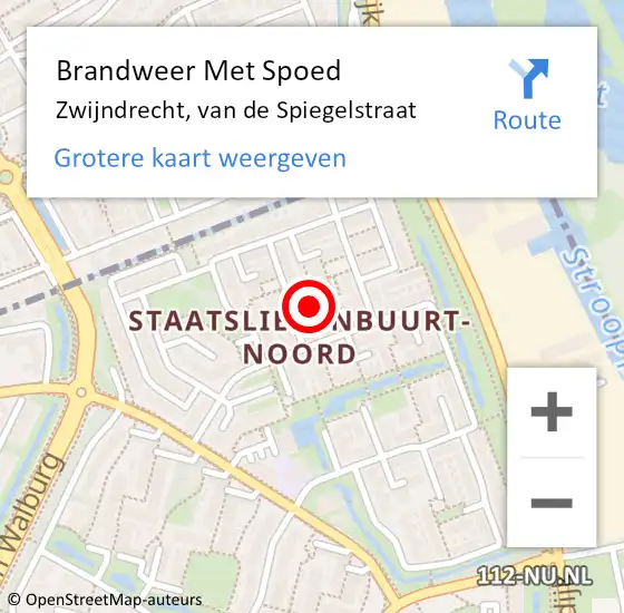 Locatie op kaart van de 112 melding: Brandweer Met Spoed Naar Zwijndrecht, van de Spiegelstraat op 16 maart 2023 17:28