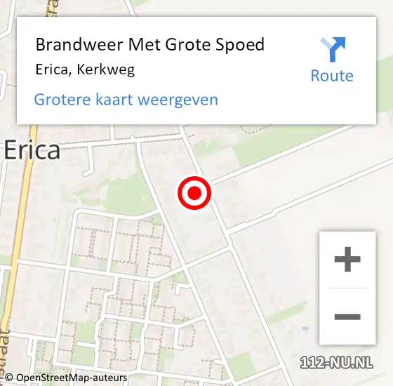 Locatie op kaart van de 112 melding: Brandweer Met Grote Spoed Naar Erica, Kerkweg op 16 maart 2023 17:36