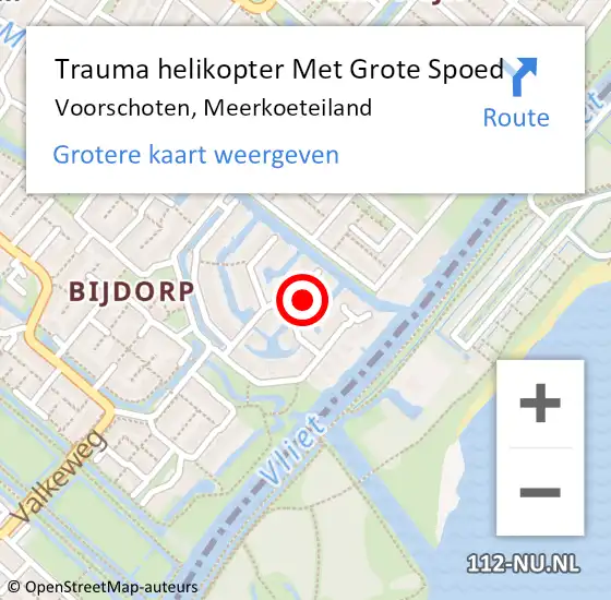 Locatie op kaart van de 112 melding: Trauma helikopter Met Grote Spoed Naar Voorschoten, Meerkoeteiland op 16 maart 2023 17:43