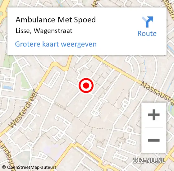 Locatie op kaart van de 112 melding: Ambulance Met Spoed Naar Lisse, Wagenstraat op 16 maart 2023 17:53
