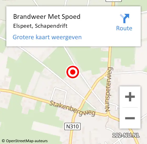 Locatie op kaart van de 112 melding: Brandweer Met Spoed Naar Elspeet, Schapendrift op 16 maart 2023 18:07