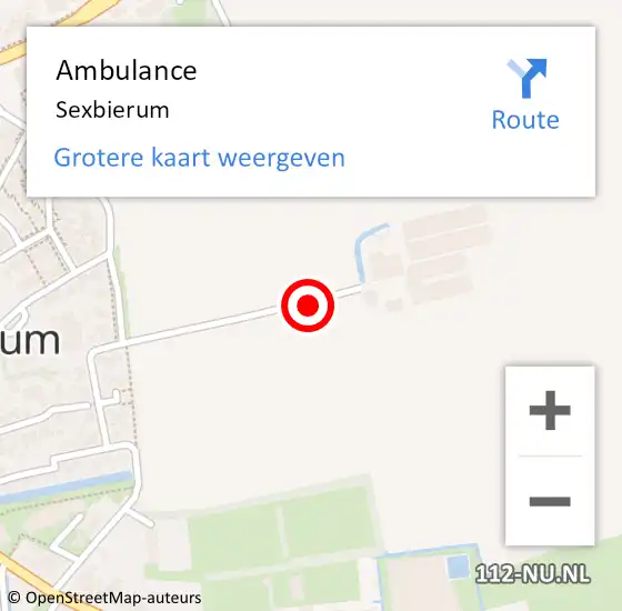 Locatie op kaart van de 112 melding: Ambulance Sexbierum op 16 maart 2023 18:11