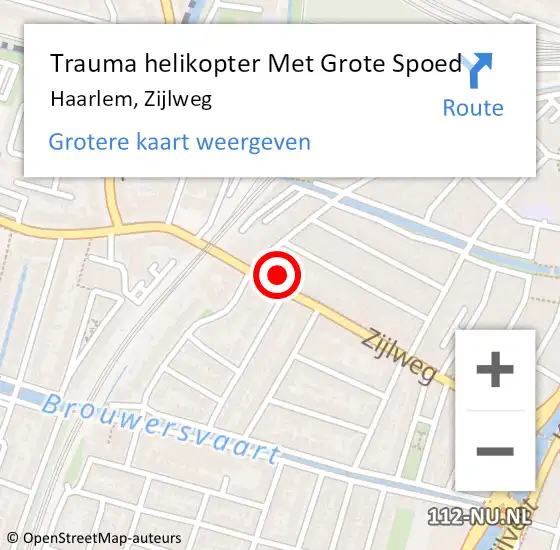 Locatie op kaart van de 112 melding: Trauma helikopter Met Grote Spoed Naar Haarlem, Zijlweg op 16 maart 2023 18:31