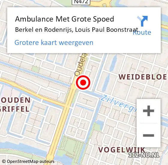 Locatie op kaart van de 112 melding: Ambulance Met Grote Spoed Naar Berkel en Rodenrijs, Louis Paul Boonstraat op 16 maart 2023 18:33