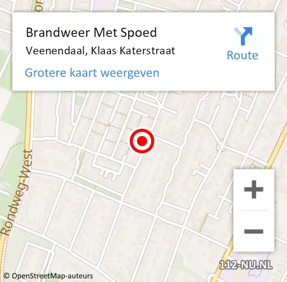 Locatie op kaart van de 112 melding: Brandweer Met Spoed Naar Veenendaal, Klaas Katerstraat op 16 maart 2023 18:56