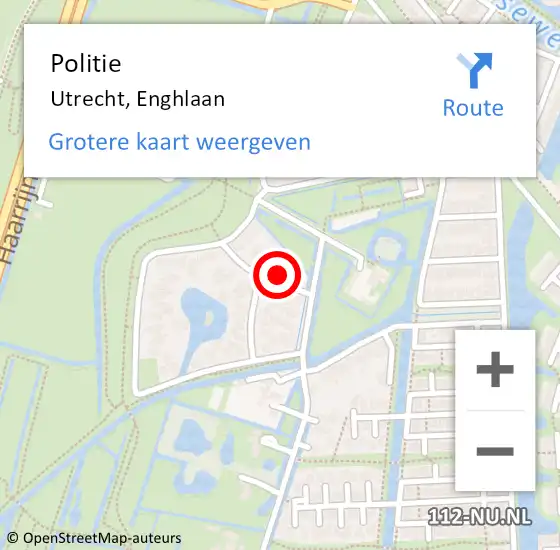 Locatie op kaart van de 112 melding: Politie Utrecht, Enghlaan op 16 maart 2023 19:04