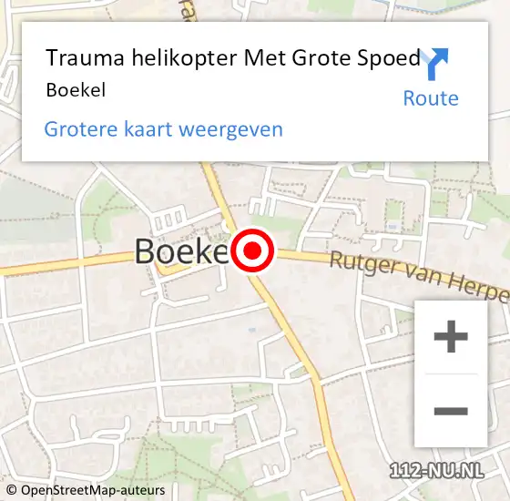 Locatie op kaart van de 112 melding: Trauma helikopter Met Grote Spoed Naar Boekel op 16 maart 2023 19:05