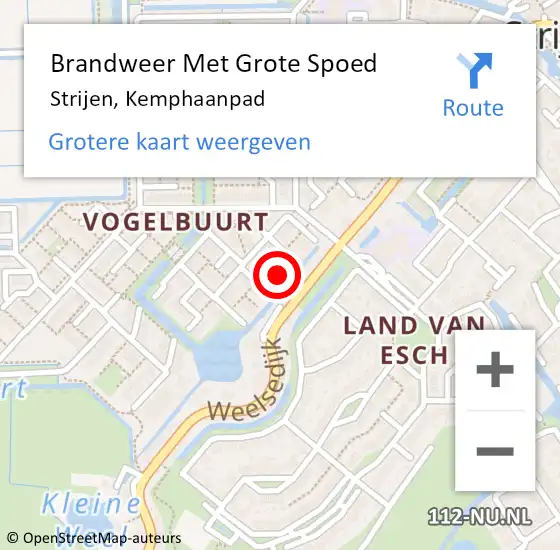 Locatie op kaart van de 112 melding: Brandweer Met Grote Spoed Naar Strijen, Kemphaanpad op 16 maart 2023 19:12