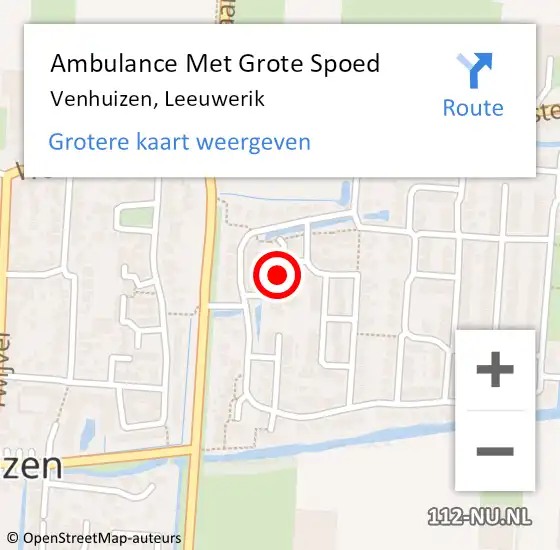 Locatie op kaart van de 112 melding: Ambulance Met Grote Spoed Naar Venhuizen, Leeuwerik op 16 maart 2023 19:21