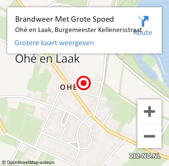 Locatie op kaart van de 112 melding: Brandweer Met Grote Spoed Naar Ohé en Laak, Burgemeester Kellenersstraat op 16 maart 2023 20:02