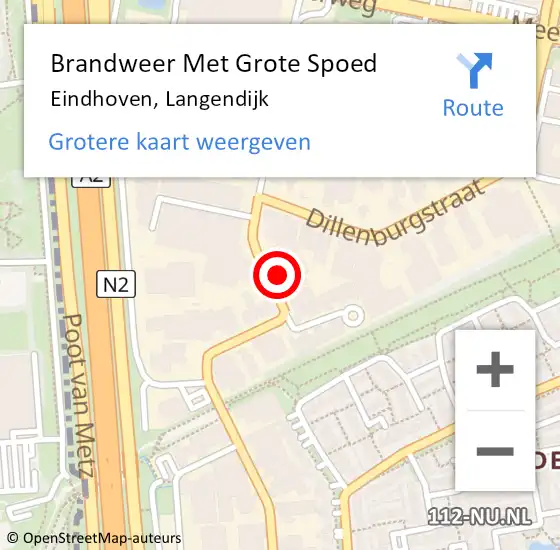Locatie op kaart van de 112 melding: Brandweer Met Grote Spoed Naar Eindhoven, Langendijk op 16 maart 2023 20:30