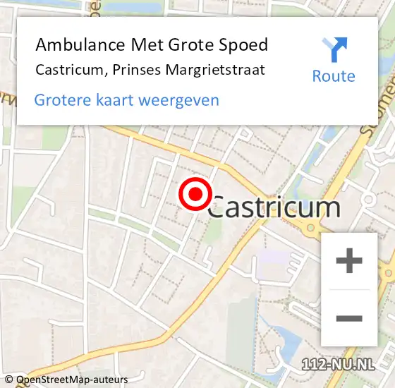 Locatie op kaart van de 112 melding: Ambulance Met Grote Spoed Naar Castricum, Prinses Margrietstraat op 16 maart 2023 20:45