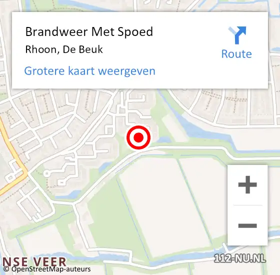 Locatie op kaart van de 112 melding: Brandweer Met Spoed Naar Rhoon, De Beuk op 16 maart 2023 20:46