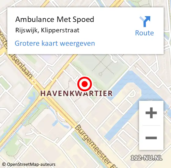 Locatie op kaart van de 112 melding: Ambulance Met Spoed Naar Rijswijk, Klipperstraat op 16 maart 2023 20:55
