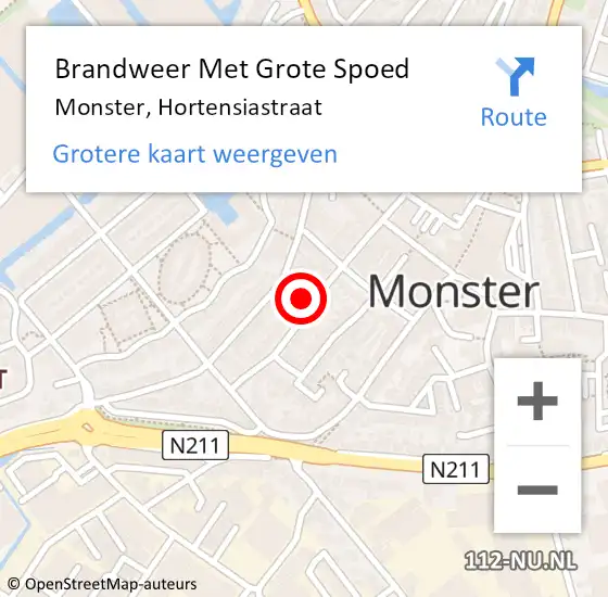 Locatie op kaart van de 112 melding: Brandweer Met Grote Spoed Naar Monster, Hortensiastraat op 16 maart 2023 21:11