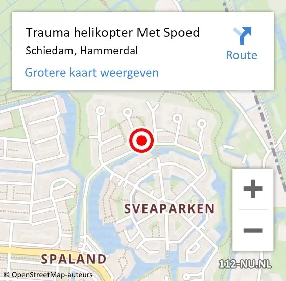 Locatie op kaart van de 112 melding: Trauma helikopter Met Spoed Naar Schiedam, Hammerdal op 16 maart 2023 21:13