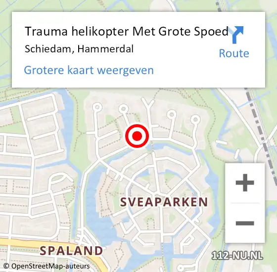 Locatie op kaart van de 112 melding: Trauma helikopter Met Grote Spoed Naar Schiedam, Hammerdal op 16 maart 2023 21:15