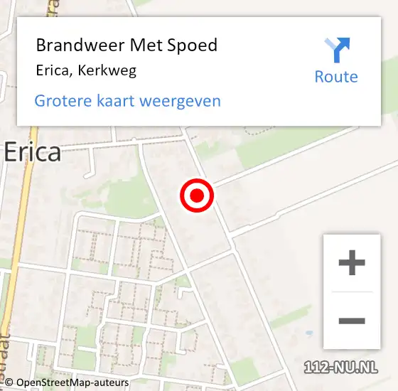 Locatie op kaart van de 112 melding: Brandweer Met Spoed Naar Erica, Kerkweg op 16 maart 2023 21:28