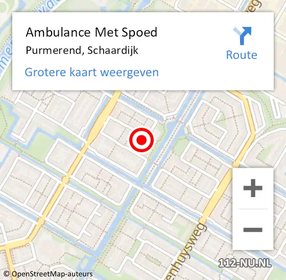 Locatie op kaart van de 112 melding: Ambulance Met Spoed Naar Purmerend, Schaardijk op 16 maart 2023 22:34