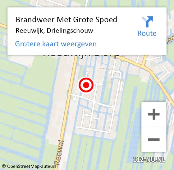 Locatie op kaart van de 112 melding: Brandweer Met Grote Spoed Naar Reeuwijk, Drielingschouw op 16 maart 2023 23:01