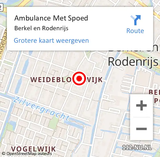 Locatie op kaart van de 112 melding: Ambulance Met Spoed Naar Berkel en Rodenrijs op 16 maart 2023 23:04