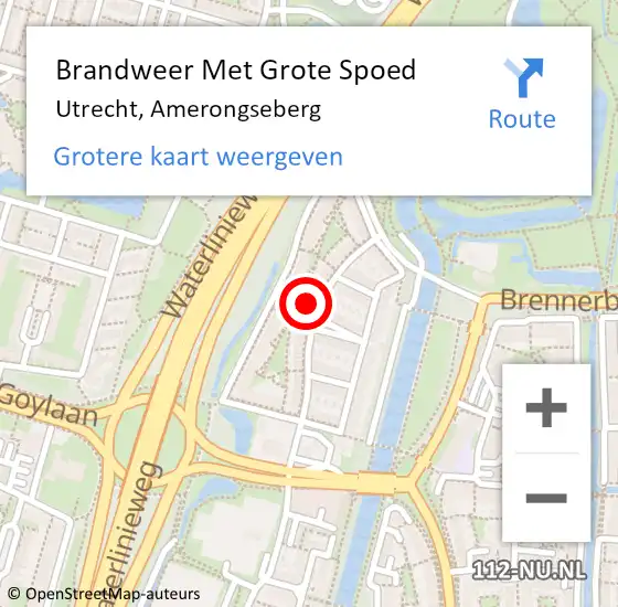 Locatie op kaart van de 112 melding: Brandweer Met Grote Spoed Naar Utrecht, Amerongseberg op 17 maart 2023 00:25