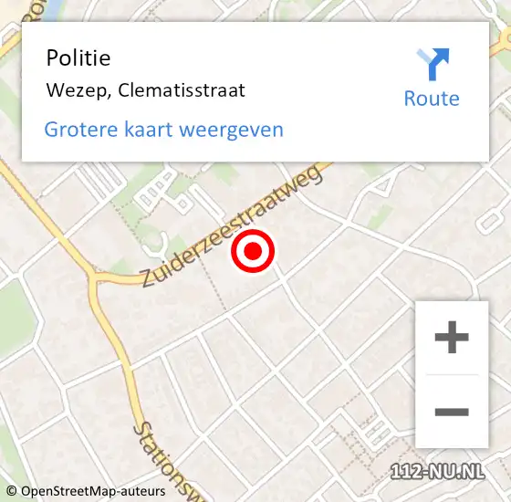 Locatie op kaart van de 112 melding: Politie Wezep, Clematisstraat op 17 maart 2023 00:58