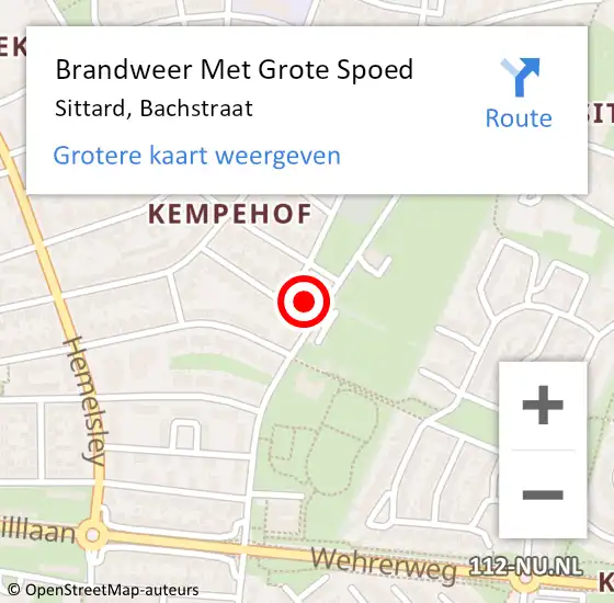 Locatie op kaart van de 112 melding: Brandweer Met Grote Spoed Naar Sittard, Bachstraat op 17 maart 2023 03:26