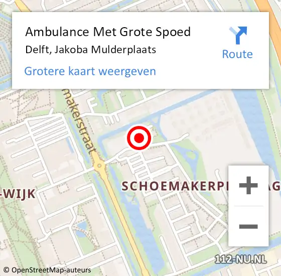 Locatie op kaart van de 112 melding: Ambulance Met Grote Spoed Naar Delft, Jakoba Mulderplaats op 17 maart 2023 03:35