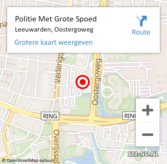 Locatie op kaart van de 112 melding: Politie Met Grote Spoed Naar Leeuwarden, Oostergoweg op 17 maart 2023 04:46