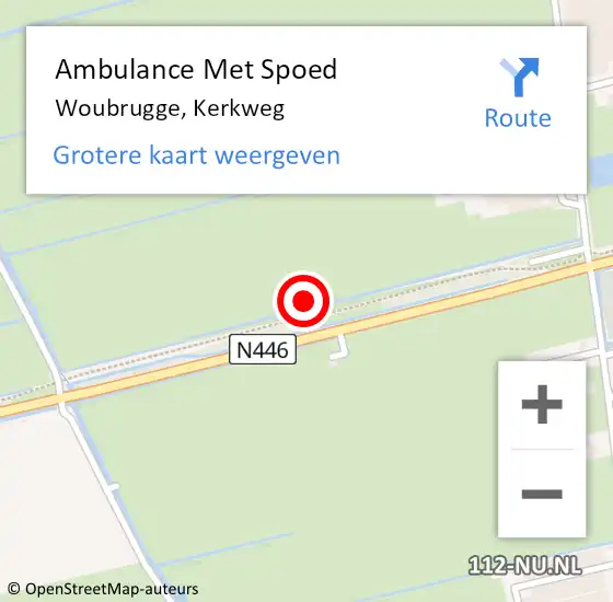 Locatie op kaart van de 112 melding: Ambulance Met Spoed Naar Woubrugge, Kerkweg op 17 maart 2023 06:32