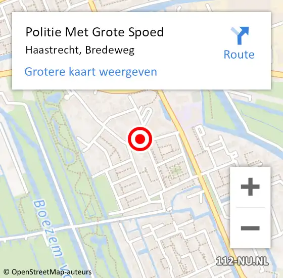 Locatie op kaart van de 112 melding: Politie Met Grote Spoed Naar Haastrecht, Bredeweg op 17 maart 2023 06:44