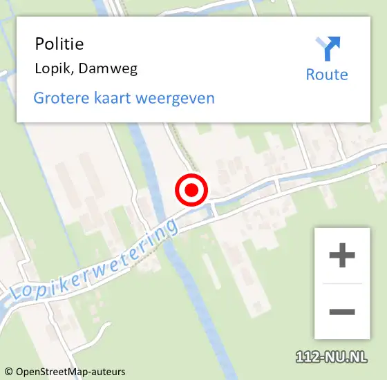 Locatie op kaart van de 112 melding: Politie Lopik, Damweg op 17 maart 2023 06:52