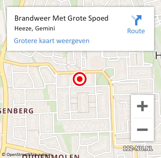 Locatie op kaart van de 112 melding: Brandweer Met Grote Spoed Naar Heeze, Gemini op 17 maart 2023 07:34