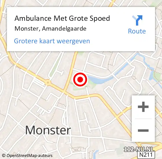 Locatie op kaart van de 112 melding: Ambulance Met Grote Spoed Naar Monster, Amandelgaarde op 17 maart 2023 08:15