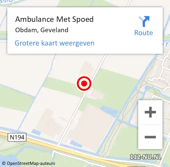 Locatie op kaart van de 112 melding: Ambulance Met Spoed Naar Obdam, Geveland op 17 maart 2023 08:24