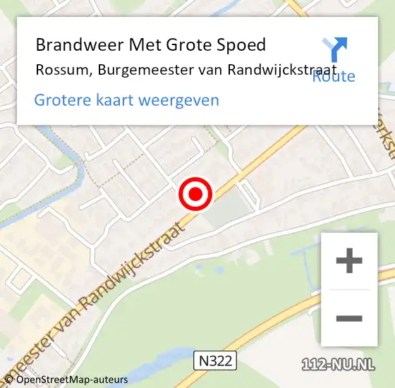 Locatie op kaart van de 112 melding: Brandweer Met Grote Spoed Naar Rossum, Burgemeester van Randwijckstraat op 17 maart 2023 08:34