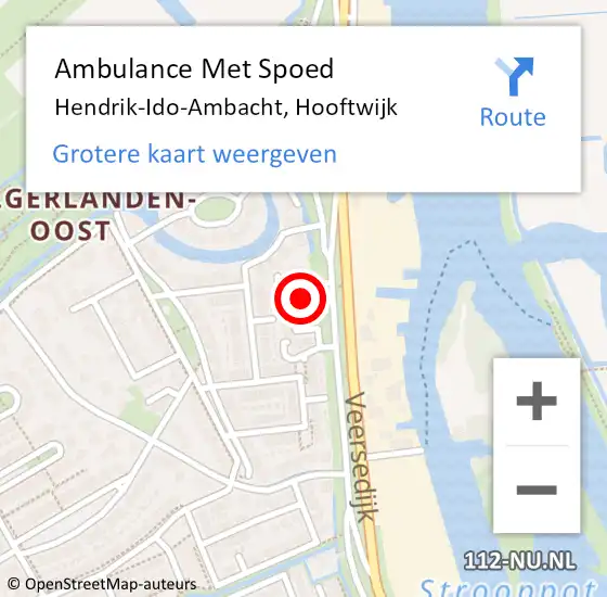 Locatie op kaart van de 112 melding: Ambulance Met Spoed Naar Hendrik-Ido-Ambacht, Hooftwijk op 17 maart 2023 09:10