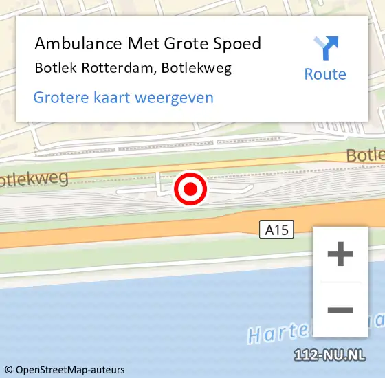 Locatie op kaart van de 112 melding: Ambulance Met Grote Spoed Naar Botlek, Botlekweg op 19 augustus 2014 09:21