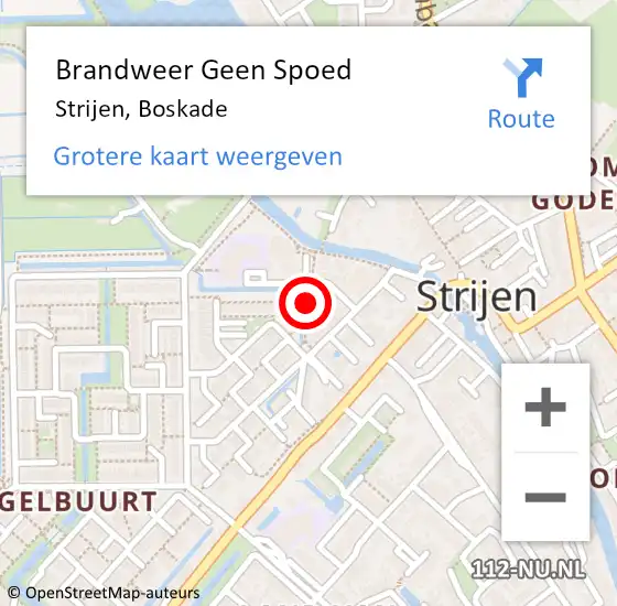 Locatie op kaart van de 112 melding: Brandweer Geen Spoed Naar Strijen, Boskade op 17 maart 2023 09:46