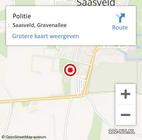 Locatie op kaart van de 112 melding: Politie Saasveld, Gravenallee op 17 maart 2023 09:50
