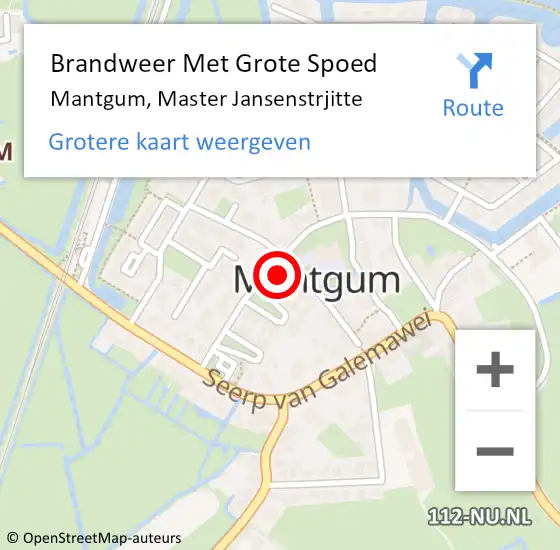 Locatie op kaart van de 112 melding: Brandweer Met Grote Spoed Naar Mantgum, Master Jansenstrjitte op 17 maart 2023 10:15