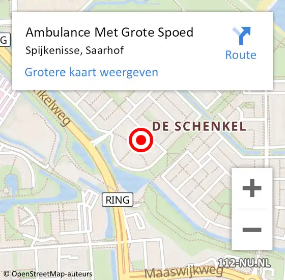 Locatie op kaart van de 112 melding: Ambulance Met Grote Spoed Naar Spijkenisse, Saarhof op 17 maart 2023 10:29
