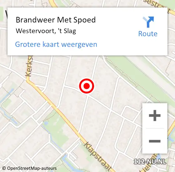 Locatie op kaart van de 112 melding: Brandweer Met Spoed Naar Westervoort, 't Slag op 17 maart 2023 10:48