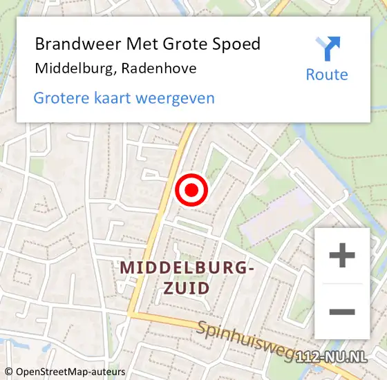 Locatie op kaart van de 112 melding: Brandweer Met Grote Spoed Naar Middelburg, Radenhove op 17 maart 2023 11:10