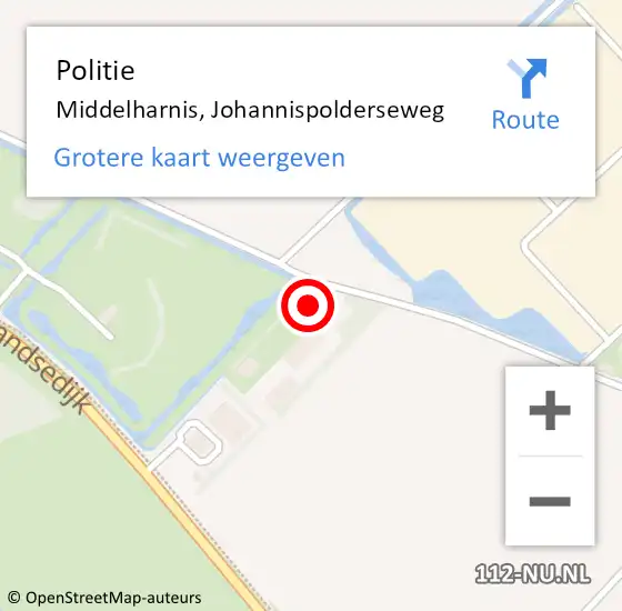 Locatie op kaart van de 112 melding: Politie Middelharnis, Johannispolderseweg op 17 maart 2023 11:36